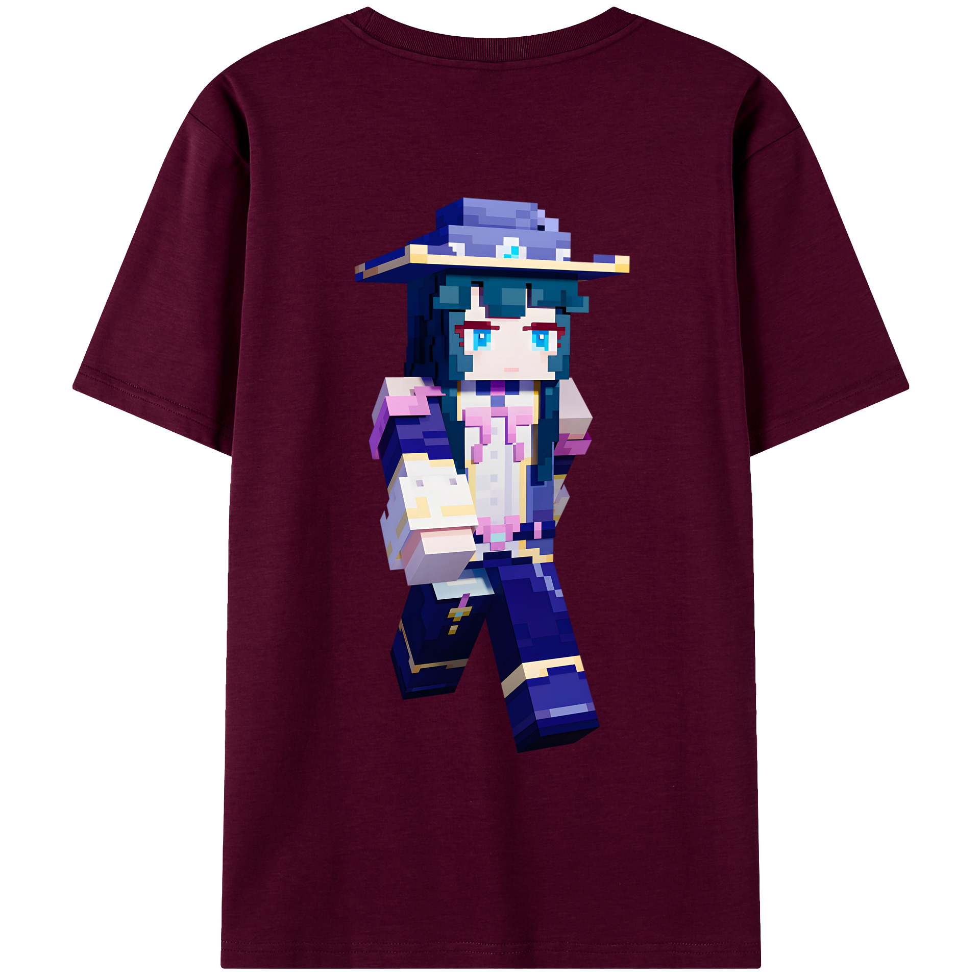 （画像用） マインクラフト ブロックの世界 Minecraft MC Block world レディース半袖Tシャツ(バックプリント)